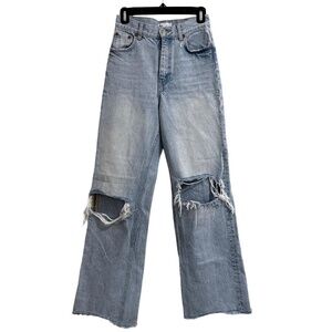 Zara high-waisted wide-leg ripped jeans